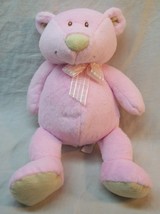 Baby Ganz Cute Soft Baby Pink &amp; Tan Teddy Bear Rattle 11&quot; Plush Stuffed Animal - £12.81 GBP