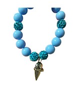 Bracelet Blue Beads Ice Cream Cone Charm Kids Birthday Party Favors Ages... - $93.29 MXN