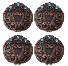 Concho Set of 4 Conchos Western Saddle Tack Copper Engraved Rhinestone 4... - $24.74