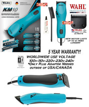 Wahl Pro KM10 Blue 2-Speed Clipper Kit&amp;Ultimate 10 Blade Set*Pet Dog Grooming - £241.27 GBP