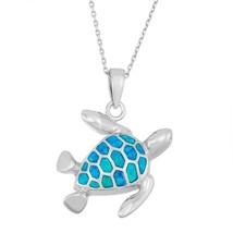 Sterling Silver Turtle Pendant - Blue Opal - £69.28 GBP
