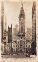 Philadelphia Pa~City Hall From North Broad STREET~1930s Lutz Photo Postcard - £8.02 GBP