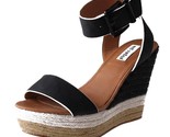 Not Rated Women&#39;s Black White Sand Summer Platform Wedge Sandals NIB - $29.91