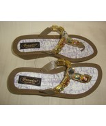 Grandco Sandals Beach Pool Thong BLING Gold Tone Jeweled Flip Flop Size ... - $19.79