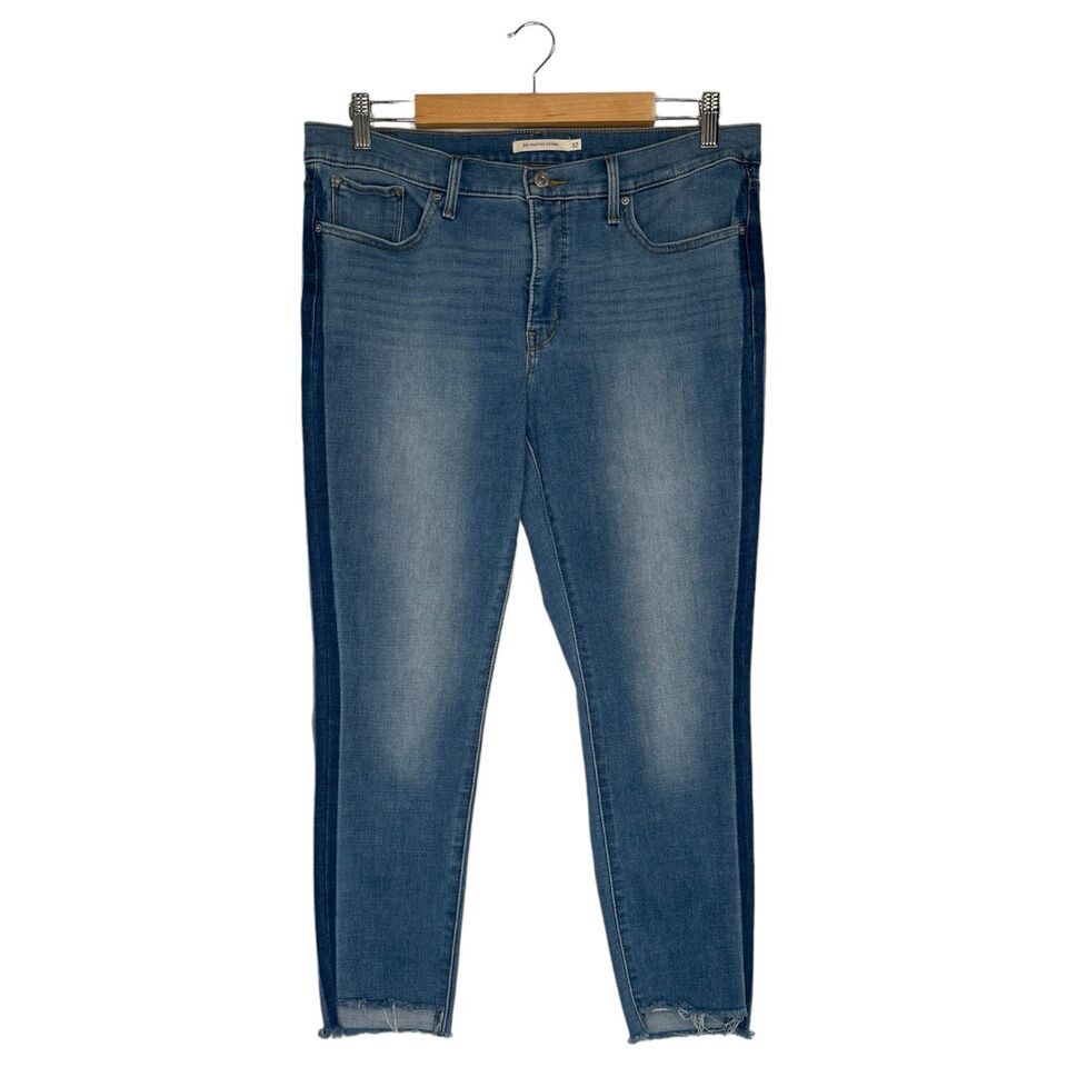 Levis Jeans Womens 32 311 Shaping Skinny Raw Hem Tuxdeo Stripe Light Was... - $23.75