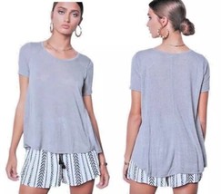$84 Tart Swing Tee X Small 0 2 Frost Gray Burnout High-Low Hem Scoop Bre... - $27.03