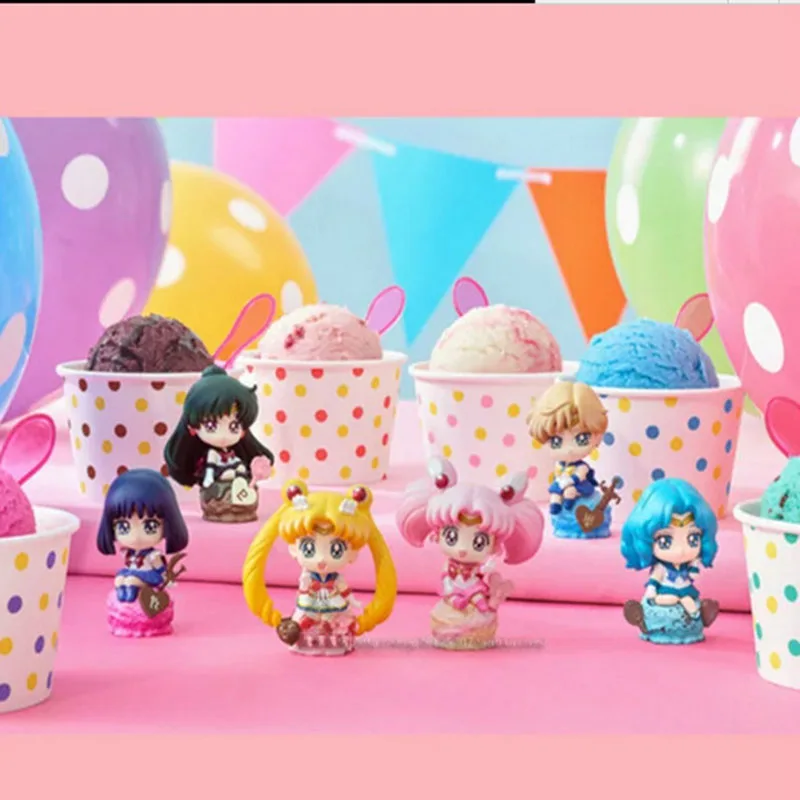 6Pcs/Set Kawaii Anime Sailor Moon Petit Chara Land Ice Cream Party 20th - £24.47 GBP
