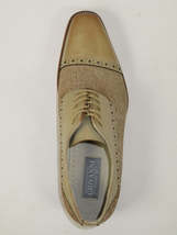 Men's Giovanni Shoes High Quality Leather/Fabric Cap Toe REED Natural Tan image 6