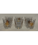 Rare Set Of 6 Cerve Merry Christmas Cocktail Glasses Gold Stars Blue Str... - $69.99