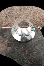 Zuni Leonard Paquin Signed Sterling Silver Turquoise Pony Tail Holder Ba... - $274.99
