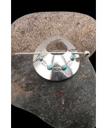 Zuni Leonard Paquin Signed Sterling Silver Turquoise Pony Tail Holder Barrette - $274.99