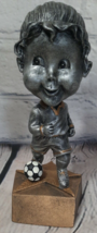 Youth Girl Female Soccer Bobblehead Nodder Trophy Silver and Gold Color ... - $4.94