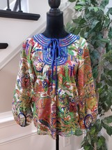 Jade Melody Tam Women&#39;s Multicolor Hawaiian Polyester Long Sleeve Top Blouse XS - £27.25 GBP