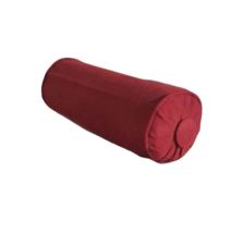 Decorative Bolster Pillow, Dark Red Velvet, Pipping, Decorative Button, 6x16&quot; - £43.43 GBP