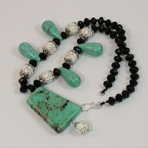 Genuine TURQUOISE necklace Hand-Made One of a kind - $87.00