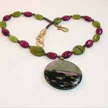 RHODONITE PENDANT and necklace - Natural beauty rare gemston - $33.75