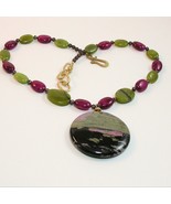 RHODONITE PENDANT and necklace - Natural beauty rare gemston - £26.97 GBP
