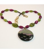 RHODONITE PENDANT and necklace - Natural beauty rare gemston - $33.75