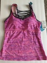 Free Country Tankini Top W/BUILT In Bra Adjustable Straps Crisscrossed Size L - £16.80 GBP
