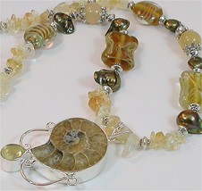 Gorgeous Ammonite and Citrine gemstone necklace and bracelet - $95.00