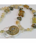 Gorgeous Ammonite and Citrine gemstone necklace and bracelet - $95.00