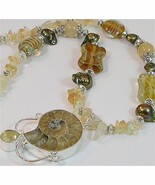 Gorgeous Ammonite and Citrine gemstone necklace and bracelet - £75.93 GBP