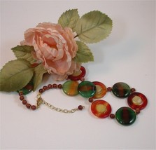 Round and Round - NECKLACE and EARRING - multi color AGATES - $57.50