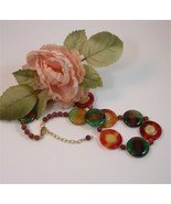 Round and Round - NECKLACE and EARRING - multi color AGATES - $57.50