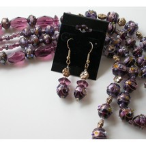 Earrings and Necklace with Hand made fused glass beads JEWEL - £59.01 GBP