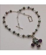Romantic NECKLACE with PEARL, AMETHYST and SILVER pendant - $79.95