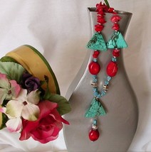 Turquoise Unique artisan Necklace and complimentary earrings - $69.00