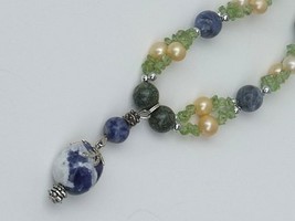 Green Land Necklace - Mixed Gemstone hand made necklace. - $19.97