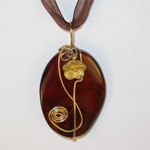 Necklace/ Pendant - Wire wrapped wavy agate pendant - $9.99