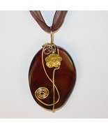 Necklace/ Pendant - Wire wrapped wavy agate pendant - £7.98 GBP