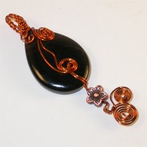 Pendant - hand wire rapped pear shape agate.  - $9.00