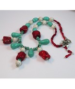 Bold and beautiful Necklace -  Turquoise and ocean coral gem - $131.37 CAD