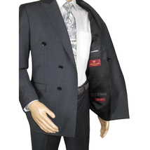 Men Suit BERLUSCONI Turkey Italian Wool 180's Double Breasted UGS94-14 Charcoal image 5