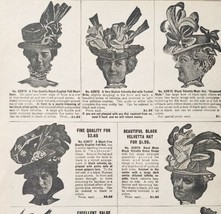 1900 Womens Feather Hats Advertisement Victorian Sears Roebuck 5.25 x 7&quot; - £14.78 GBP