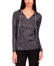 MSRP $88 Michael Kors Cheetah-Print Hoodie Gray Size XXS - £21.46 GBP