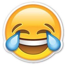 x3 10cm Shaped Vinyl Stickers laptop emoji face tears joy happy smiley l... - £3.49 GBP
