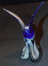 Beautiful Glass Bird, Blue &amp; Gray w Uplifted Wings, 6.5” Tall - £27.54 GBP