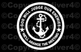 Round God Will Judge Our Enemies US Navy USN Vinyl Decal Sticker - $6.72+