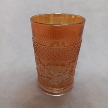 Dugan Lattice and Daisy Tumbler Marigold Carnival Glass 4.25&quot; Tall - $8.95