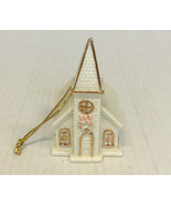Holiday hanging ornament church chapel cathedral white with gold color t... - $27.16 CAD