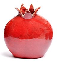 Middium Size Of Red Pomegranate Hands Made Art Ceramic - $39.10