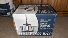 ​Hampton Bay P113-BKK Knightley 1-Light Matte Black and Glass Mini Pendant - £29.24 GBP