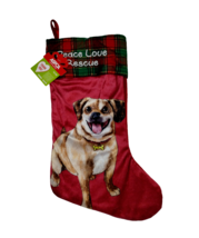 ASPCA Peace Love Rescue Pug 18 in Christmas Stocking (New) - £6.69 GBP