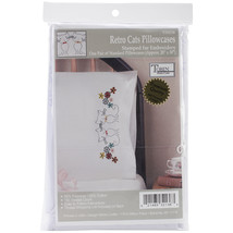 Tobin Stamped For Embroidery Pillowcase Pair 20&quot;X30&quot;-Retro Cats - £15.51 GBP