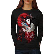 Wellcoda Japanese Seducer Womens Long Sleeve T-shirt, Mystic Casual Design - £25.13 GBP