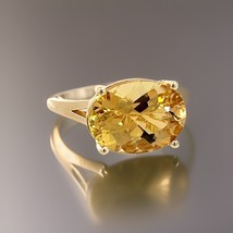 Natural Solitaire Citrine Ring 6.5 14k Y Gold 5.47 Cts Certified $2,950 310626 - £1,416.53 GBP